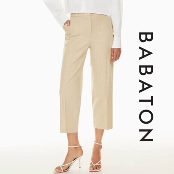 Babaton Pants - Aritzia Babaton Cropped Agency Pant City Wool Light Beige Size 0